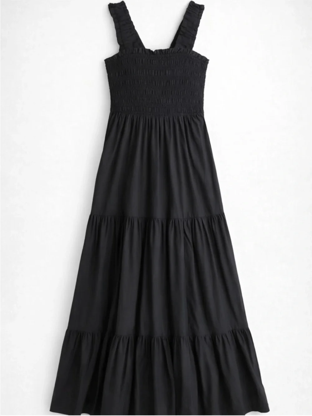 Abercrombie & Fitch Black Smocked Maxi Dress with Ruffle Straps